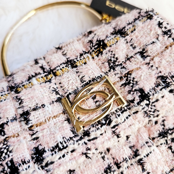 NWT bebe Kamala Top Handle Tweed Crossbody with Chain Strap - Picture 3 of 4
